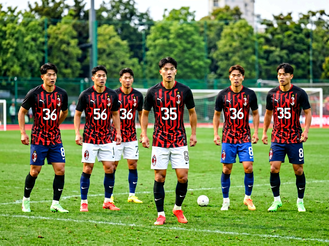AC米兰球队训练场景，球员备战下一场比赛